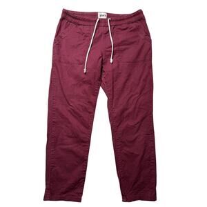 Pact Jogger Drawstring Pants Burgundy Large Women's Organic Cotton Woven Twill